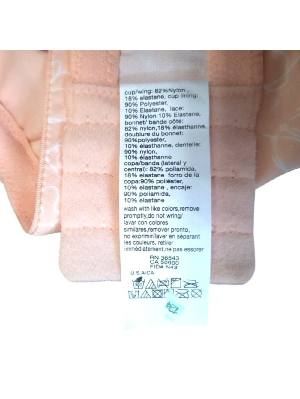 Olga By Warners Gentle Lift style Underwire Bra 42D Peach Lace Full Coverage NWT - Picture 5 of 7